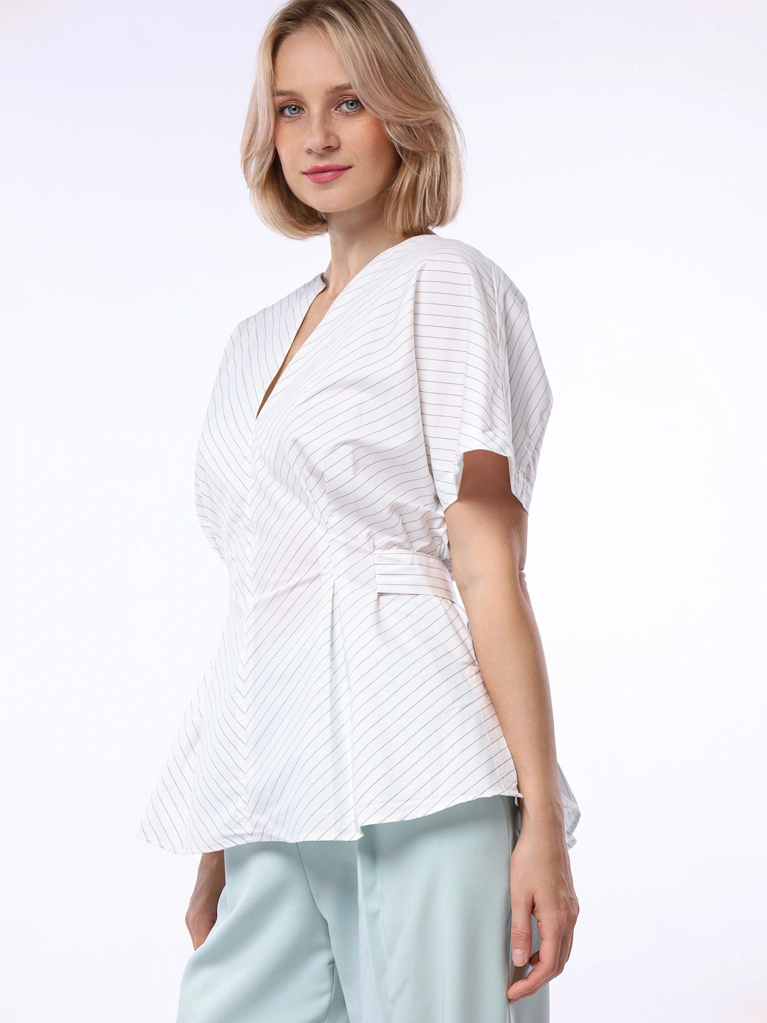 Блуза из смесового хлопка в полоску